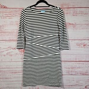 J. McLaughlin Navy and White Striped Knit Dress
